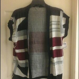 Charlotte Russe Black and Burgundy Striped Cardigan